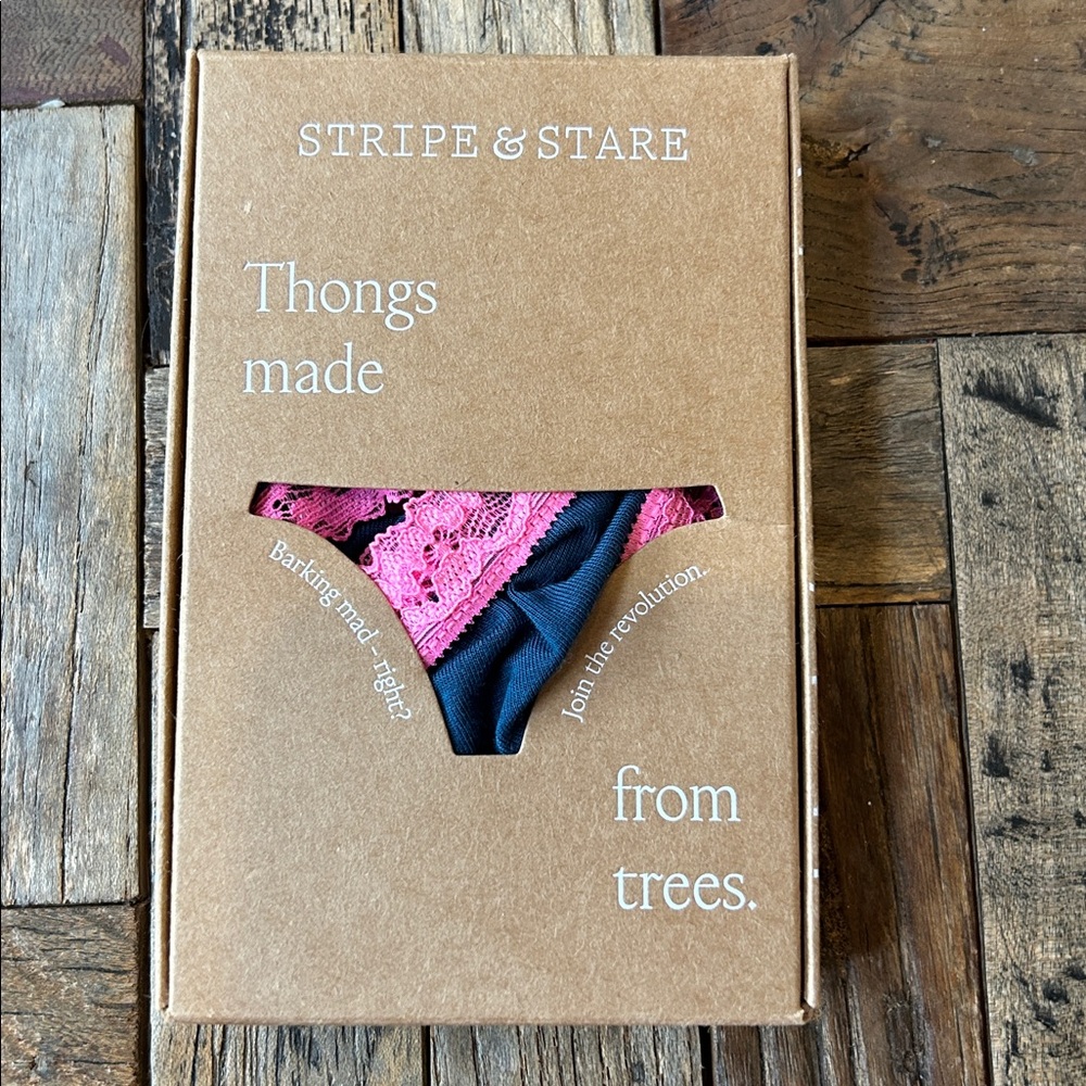 Free People Stripe& Stare Soft Tencel Eco Friendly Thong NWT Size Medium